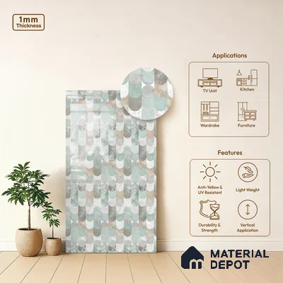 LM 01362 Chalet Natural 8 ft x 4 ft High Gloss Finish Decorative Laminate - 1 mm  | Suitable for TV Unit, Wardrobe, Kitchen Cabinets
