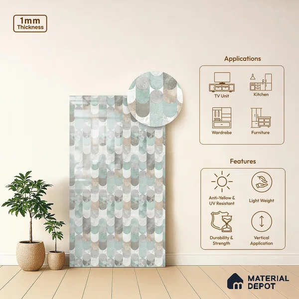 LM 01362 Chalet Natural 8 ft x 4 ft High Gloss Finish Decorative Laminate - 1 mm  | Suitable for TV Unit, Wardrobe, Kitchen Cabinets