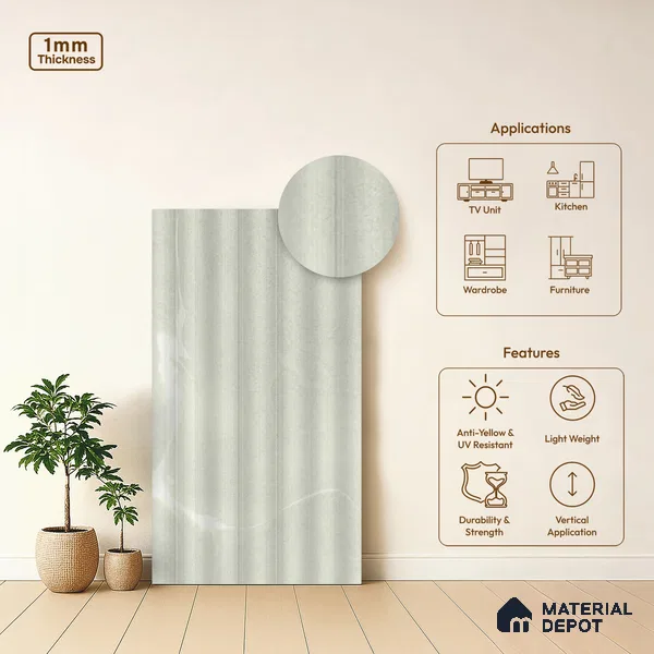 Marble Fluted Look LM 01365 Tokyo Rust 8 ft x 4 ft Texture Finish Decorative Laminate - 1 mm  | Suitable for TV Unit, Wardrobe, Kitchen Cabinets