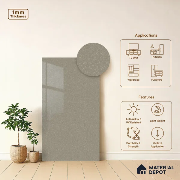 LM 01377 Luminous Luxe 8 ft x 4 ft Texture Finish Decorative Laminate - 1 mm | Suitable for TV Unit, Wardrobe, Kitchen Cabinets