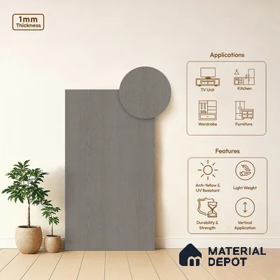 Wooden Look LM 01390 Graphite Glow 8 ft x 4 ft Texture Finish Decorative Laminate - 1 mm  | Suitable for TV Unit, Wardrobe, Kitchen Cabinets