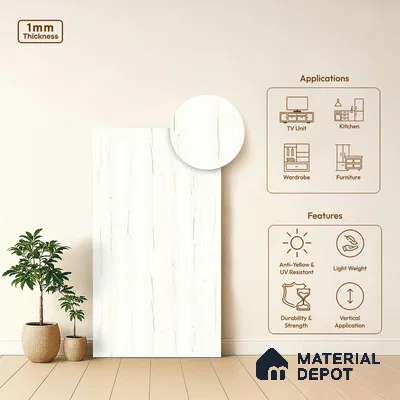 Wooden Look LM 01393 Frosty Canvas 8 ft x 4 ft Texture Finish Decorative Laminate - 1 mm  | Suitable for TV Unit, Wardrobe, Kitchen Cabinets