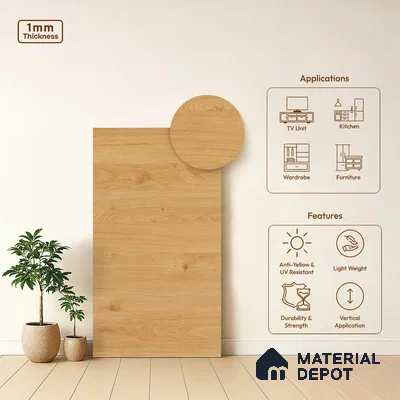 Wooden Look LM 01400 Earthy Elite 8 ft x 4 ft Texture Finish Decorative Laminate - 1 mm  | Suitable for TV Unit, Wardrobe, Kitchen Cabinets
