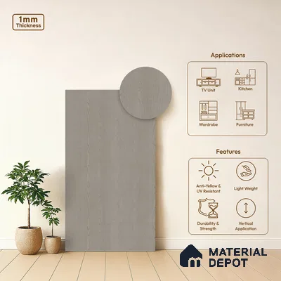 Wooden Look LM 01415 Graphite Glow 8 ft x 4 ft Texture Finish Decorative Laminate - 1 mm  | Suitable for TV Unit, Wardrobe, Kitchen Cabinets
