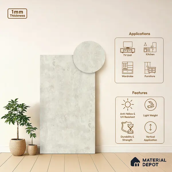 Stone Look LM 01422 Opulent Relief 8 ft x 4 ft Texture Finish Decorative Laminate - 1 mm | Suitable for TV Unit, Wardrobe, Kitchen Cabinets