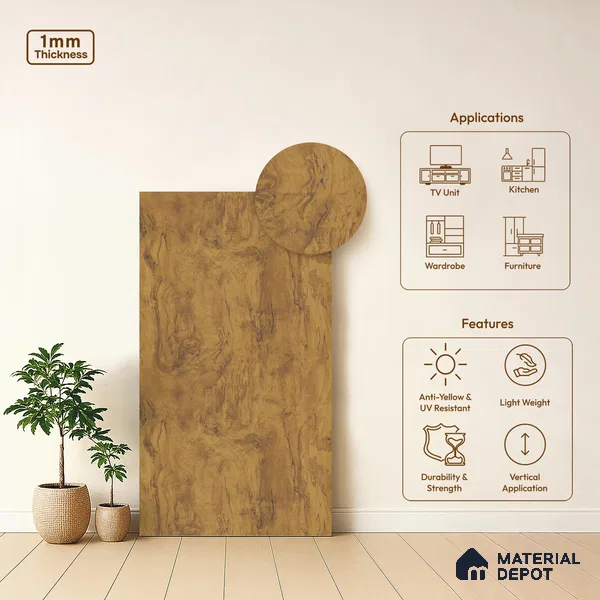 Wooden Look LM 01426 Toasted Timber 8 ft x 4 ft Texture Finish Decorative Laminate - 1 mm  | Suitable for TV Unit, Wardrobe, Kitchen Cabinets