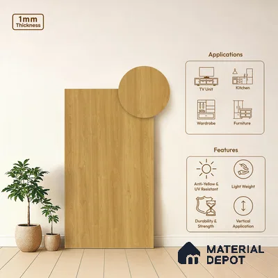 Wooden Look LM 01427 Zen Ease 8 ft x 4 ft Texture Finish Decorative Laminate - 1 mm  | Suitable for TV Unit, Wardrobe, Kitchen Cabinets