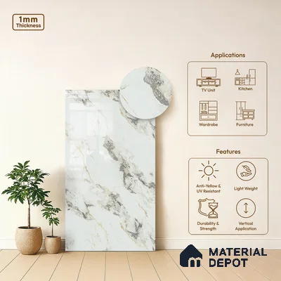 LM 01437 Carve Craft 8 ft x 4 ft High Gloss Finish Decorative Laminate - 1 mm  | Suitable for TV Unit, Wardrobe, Kitchen Cabinets