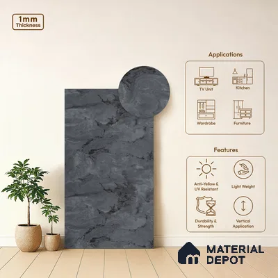 LM 01442 Slat Silk 8 ft x 4 ft Super Matte Finish Decorative Laminate - 1 mm  | Suitable for TV Unit, Wardrobe, Kitchen Cabinets