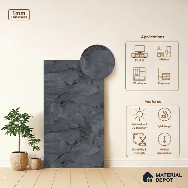 LM 01442 Slat Silk 8 ft x 4 ft Super Matte Finish Decorative Laminate - 1 mm | Suitable for TV Unit, Wardrobe, Kitchen Cabinets