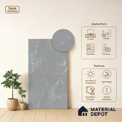 LM 01443 Tokyo Grey 8 ft x 4 ft Super Matte Finish Decorative Laminate - 1 mm  | Suitable for TV Unit, Wardrobe, Kitchen Cabinets