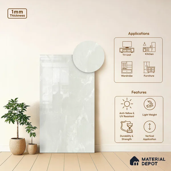 LM 01463 Tokyo Rust 8 ft x 4 ft High Gloss Finish Decorative Laminate - 1 mm  | Suitable for TV Unit, Wardrobe, Kitchen Cabinets