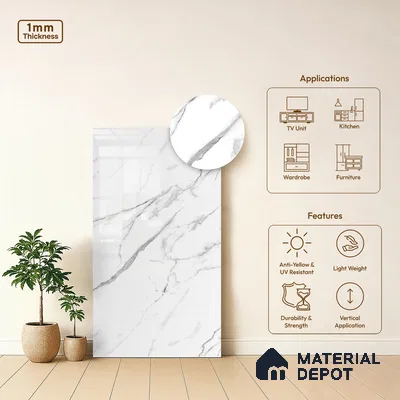 LM 01464 Serene Ease 8 ft x 4 ft High Gloss Finish Decorative Laminate - 1 mm  | Suitable for TV Unit, Wardrobe, Kitchen Cabinets
