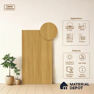 Wooden Look LM 01494 Zen Ease 8 ft x 4 ft Suede Finish Decorative Laminate - 1 mm  | Suitable for TV Unit, Wardrobe, Kitchen Cabinets