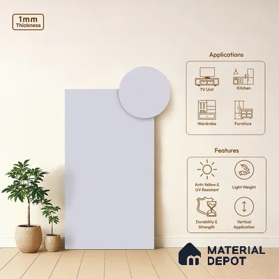 LM 01500 Designer White 8 ft x 4 ft Suede Finish Decorative Laminate - 1 mm  | Suitable for Living Room, Kitchen, Office