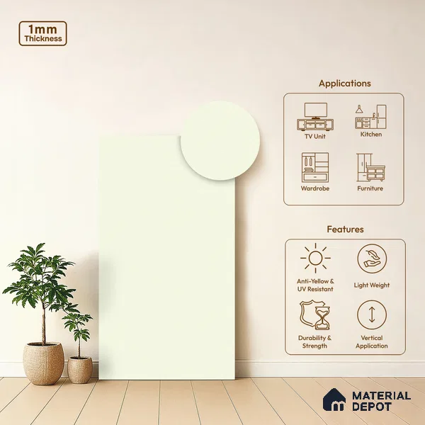 LM 01501 Frosty White 8 ft x 4 ft Suede Finish Decorative Laminate - 1 mm  | Suitable for Living Room, Kitchen, Office