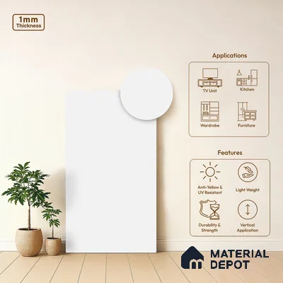 LM 01502 Nickel Bright White 8 ft x 4 ft Suede Finish Decorative Laminate - 1 mm  | Suitable for Living Room, Kitchen, Office
