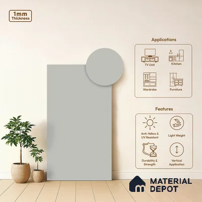 LM 01503 Dust 8 ft x 4 ft Suede Finish Decorative Laminate - 1 mm  | Suitable for Living Room, Kitchen, Office