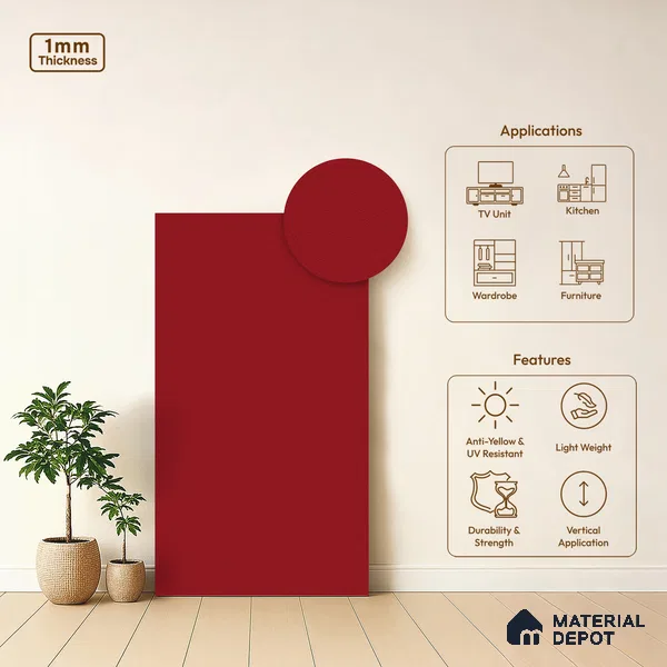 LM 01516 Tangerine 8 ft x 4 ft Suede Finish Decorative Laminate - 1 mm  | Suitable for Living Room, Kitchen, Office