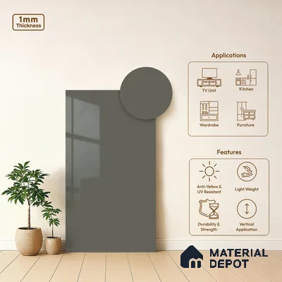 LM 01525 Sheer 8 ft x 4 ft High Gloss Finish Decorative Laminate - 1 mm  | Suitable for Living Room, Kitchen, Office