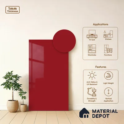 LM 01533 Tangerine 8 ft x 4 ft High Gloss Finish Decorative Laminate - 1 mm  | Suitable for Living Room, Kitchen, Office