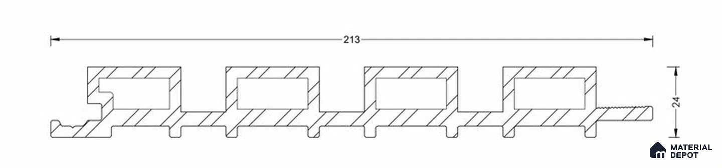 PN 06686 D (213 x 24 x 2895) mm WPC Cladding Exterior Wall Panel | 3 inch Screw for Framing (5 x 75) mm | 1.5 inch Screw for Profile Fixing (6 x 38) mm