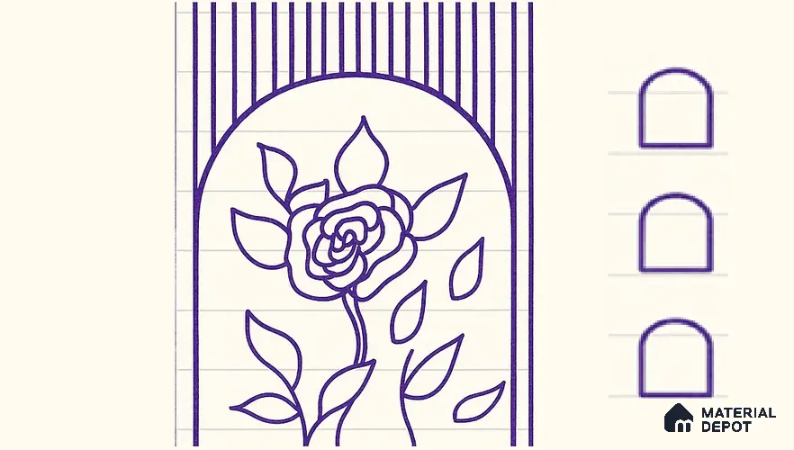 Duco Paintable Art Deco Rose 3 ft x 6 ft CNC Made HDHMR Panel - 30 mm
