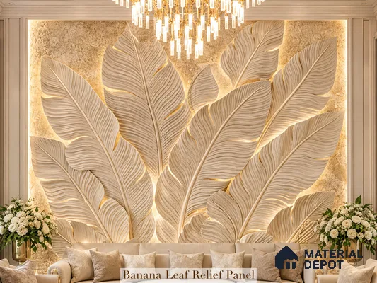 Banana Leaf Refief Duco Paintable 11.5 ft x 12 ft CNC Made HDHMT Panel - 25 mm
