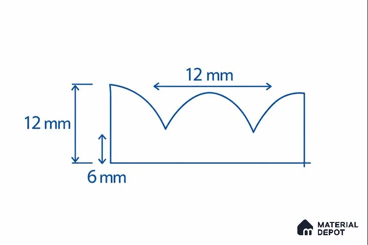 Duco Paintable Curve Flute Design 8 ft x 4 ft CNC Made HDHMR Panel - 12 mm (Groove width - 12 mm | Groove depth - 6 mm)
