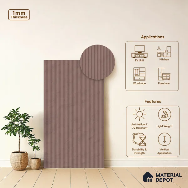 Brown Cement Look LM 18809 8 ft x 4 ft Texture Finish Decorative Laminate - 1 mm | Suitable for TV Unit, Wardrobe, Kitchen Cabinets