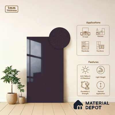 Metallic Look LM 19192 Metallic Purple 8 ft x 4 ft Glossy Finish Decorative Laminate - 1 mm | Suitable for TV Unit, Wardrobe, Kitchen Cabinets