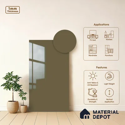 Solid Colors Look LM 19214 Autumn 8 ft x 4 ft Glossy Finish Decorative Laminate - 1 mm | Suitable for Living Room, Kitchen, Office
