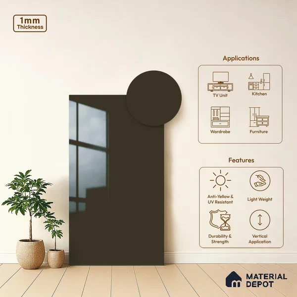 Solid Colors Look LM 19220 Llama Wool 8 ft x 4 ft Glossy Finish Decorative Laminate - 1 mm | Suitable for Living Room, Kitchen, Office