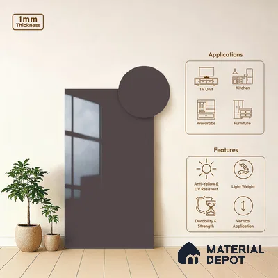 Solid Colors Look LM 19222 Crocus 8 ft x 4 ft Glossy Finish Decorative Laminate - 1 mm | Suitable for Living Room, Kitchen, Office