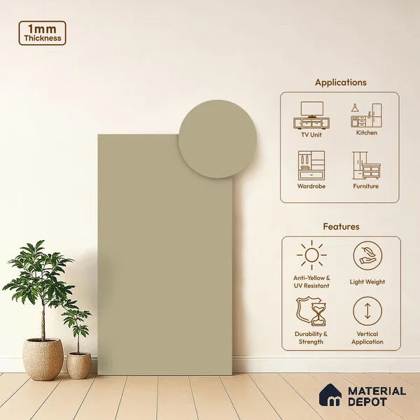 Solid Colors Look LM 19226 Pabble Stone 8 ft x 4 ft Matte Finish Decorative Laminate - 1 mm | Suitable for Living Room, Kitchen, Office