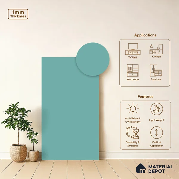 Solid Colors Look LM 19232 Celesto 8 ft x 4 ft Matte Finish Decorative Laminate - 1 mm | Suitable for Living Room, Kitchen, Office