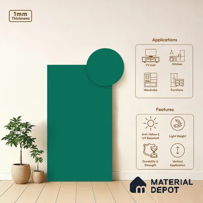 Solid Colors Look LM 19234 Turquoise 8 ft x 4 ft Matte Finish Decorative Laminate - 1 mm | Suitable for Living Room, Kitchen, Office