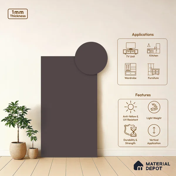 Solid Colors Look LM 19242 Crocus 8 ft x 4 ft Matte Finish Decorative Laminate - 1 mm | Suitable for Living Room, Kitchen, Office