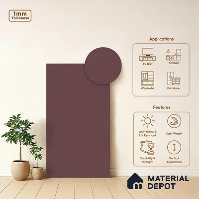 Solid Colors Look LM 19243 Rouge 8 ft x 4 ft Matte Finish Decorative Laminate - 1 mm | Suitable for Living Room, Kitchen, Office