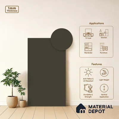 Solid Colors Look LM 19264 Slate Grey 8 ft x 4 ft Suede Finish Decorative Laminate - 1 mm | Suitable for Living Room, Kitchen, Office