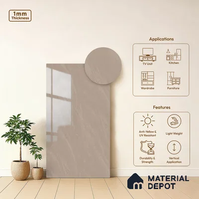 Stone Look LM 19277 Rosegold Carrara 8 ft x 4 ft Glossy Finish Decorative Laminate - 1 mm | Suitable for TV Unit, Wardrobe, Kitchen Cabinets