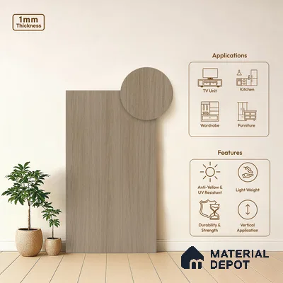 Wooden Look LM 19304 White Oak 8 ft x 4 ft Matte Finish Decorative Laminate - 1 mm | Suitable for TV Unit, Wardrobe, Kitchen Cabinets