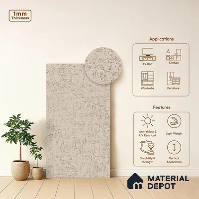 Stone Look LM 19322 Concrete Charcoal 8 ft x 4 ft Texture Finish Decorative Laminate - 1 mm | Suitable for TV Unit, Wardrobe, Kitchen Cabinets