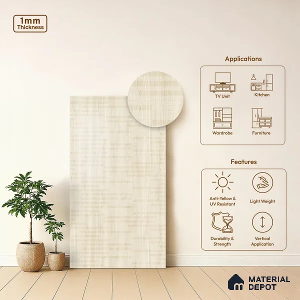 Abstract Look LM 19324 Baraki Walnut 8 ft x 4 ft Texture Finish Decorative Laminate - 1 mm | Suitable for TV Unit, Wardrobe, Kitchen Cabinets