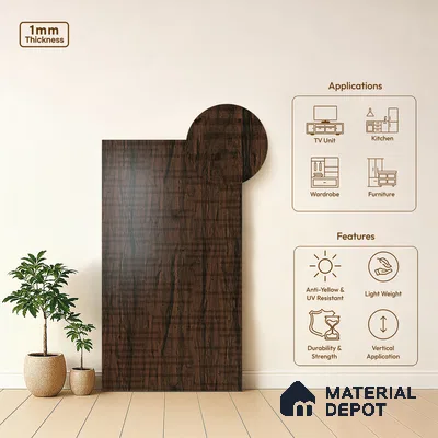 Abstract Look LM 19325 Tropical Wood 8 ft x 4 ft Texture Finish Decorative Laminate - 1 mm | Suitable for TV Unit, Wardrobe, Kitchen Cabinets
