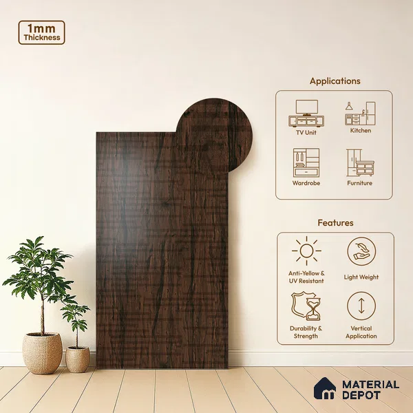 Abstract Look LM 19325 Tropical Wood 8 ft x 4 ft Texture Finish Decorative Laminate - 1 mm | Suitable for TV Unit, Wardrobe, Kitchen Cabinets