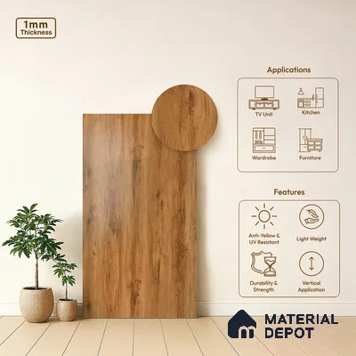 Wooden Look LM 19329 Canadian Pear 8 ft x 4 ft Texture Finish Decorative Laminate - 1 mm | Suitable for TV Unit, Wardrobe, Kitchen Cabinets