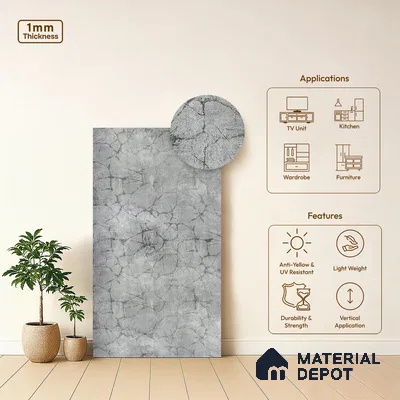 Stone Look LM 19335 Greek Slate 2 8 ft x 4 ft Texture Finish Decorative Laminate - 1 mm | Suitable for TV Unit, Wardrobe, Kitchen Cabinets