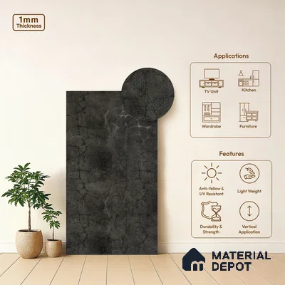 Stone Look LM 19336 Greek Slate 1 8 ft x 4 ft Texture Finish Decorative Laminate - 1 mm | Suitable for TV Unit, Wardrobe, Kitchen Cabinets