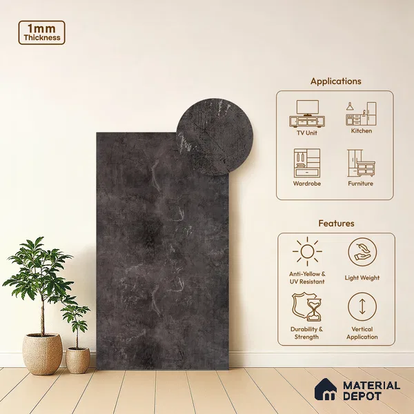 Wooden Look LM 19341 Greek Slate 1 8 ft x 4 ft Texture Finish Decorative Laminate - 1 mm | Suitable for TV Unit, Wardrobe, Kitchen Cabinets
